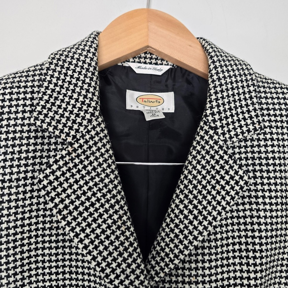 Vintage 90s Talbots Quiet Luxury Italian Wool Houndstooth Blazer Sz 8 Old Money - Picture 6 of 13